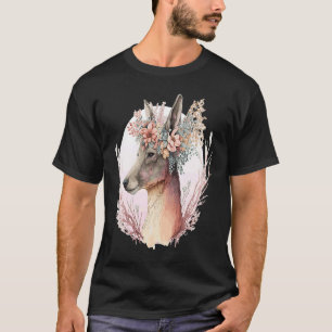T-shirt Couronne de fleurs de kangourou aquarelle animal a