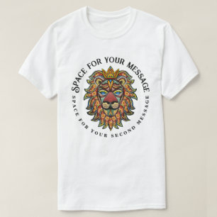 T-shirt Couronne de lion ornée colorée avec texte personna
