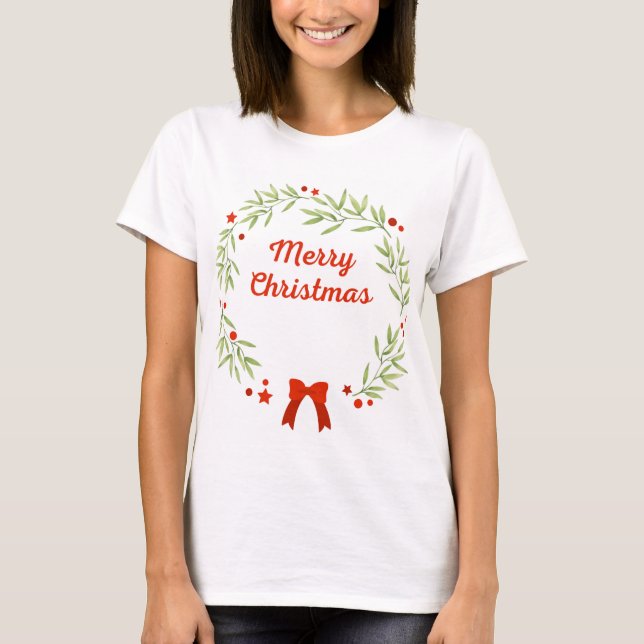 T-shirt Couronne de Noël élégante et étoiles (Devant)