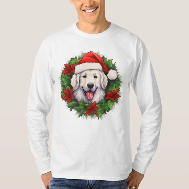 T-shirt Couronne de Noël Kuvasz (Devant)