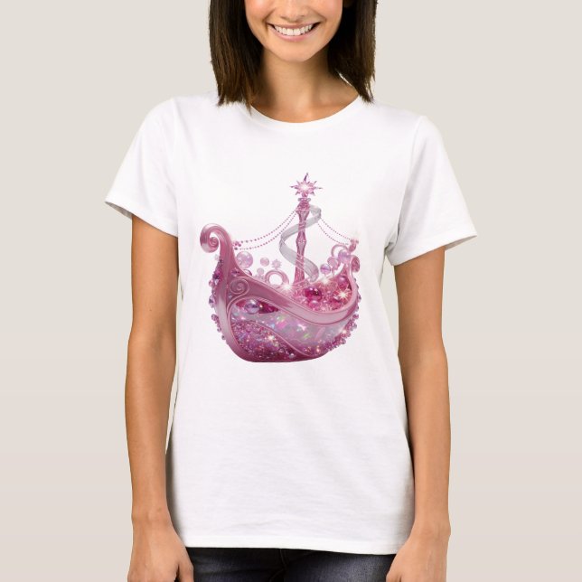 T-shirt Couronne de princesse argentée moderne imprimée (Devant)