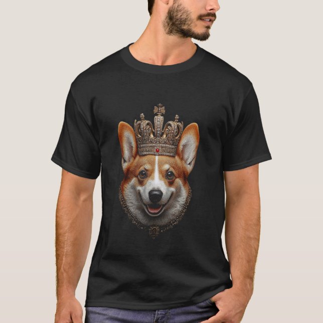 T-shirt Couronne de roi chien Corgi (Devant)
