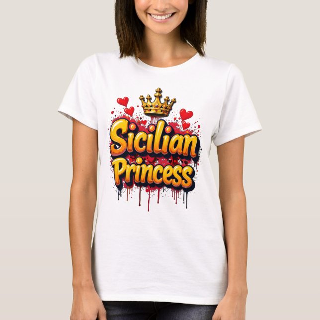 T-shirt Couronne de style graffiti princesse sicilienne (Devant)