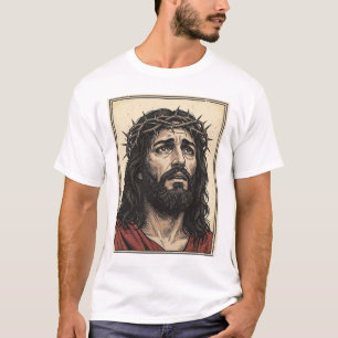 T-shirt Couronne d'épines vintage portrait religieux art v