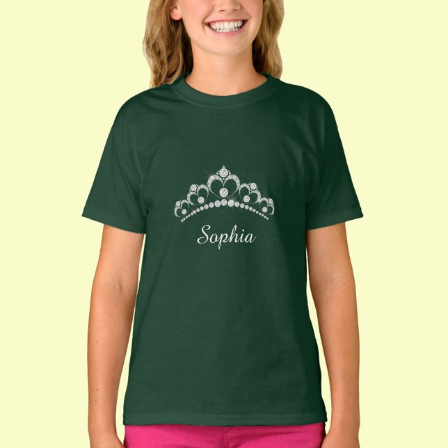T-shirt Couronne diamant blanc, nom du script (Créateur téléchargé)
