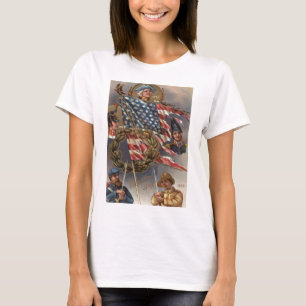 T-shirt Couronne du drapeau américain Jour du Souvenir Mil