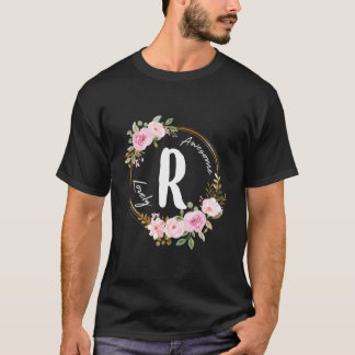 T-shirt Couronne florale de lettre R initiale R fête des m