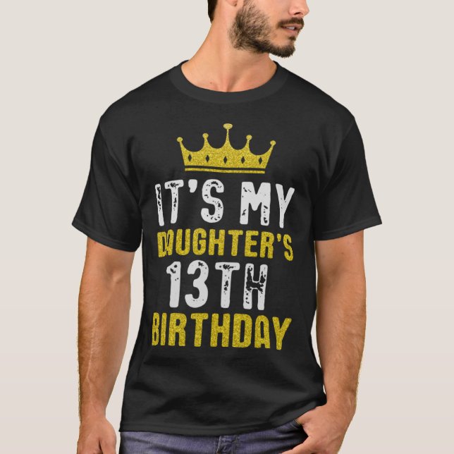 T-shirt Couronne Jaune 13ème Anniversaire Pour Fille De Ma (Devant)