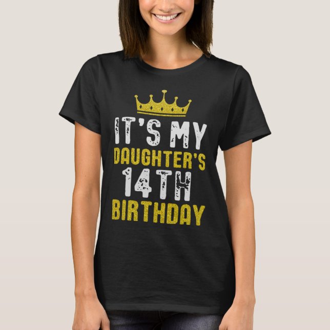 T-shirt Couronne Jaune 14ème Anniversaire Pour Fille De Ma (Devant)