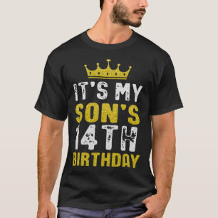 T-shirt Couronne Jaune 14ème Anniversaire Pour Fils De Mam