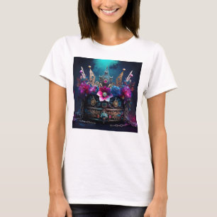 T-shirt Couronne majestueuse avec détails floraux et bijou