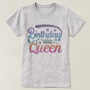 T-shirt Couronne Ombrée Aquarelle Pastel Reine d'Anniversa
