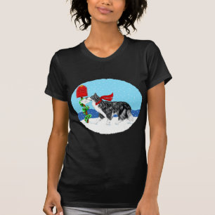 T-shirt Courrier de border collie de Noël