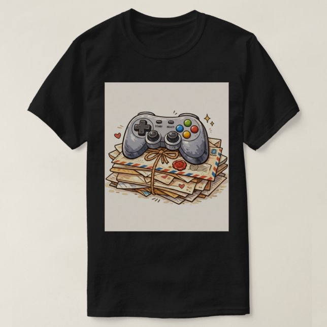 T-shirt Courrier de jeu rétro : icône de manette artisanal (Design devant)