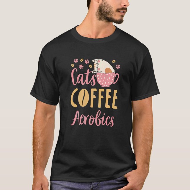 T-shirt Cours d'aérobic au café pour chats (Devant)