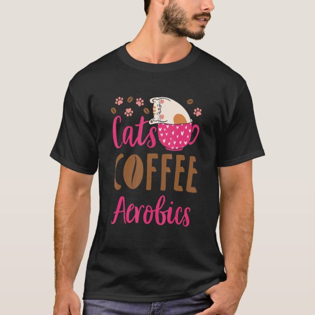 T-shirt Cours d'aérobic de café pour chats (Devant)