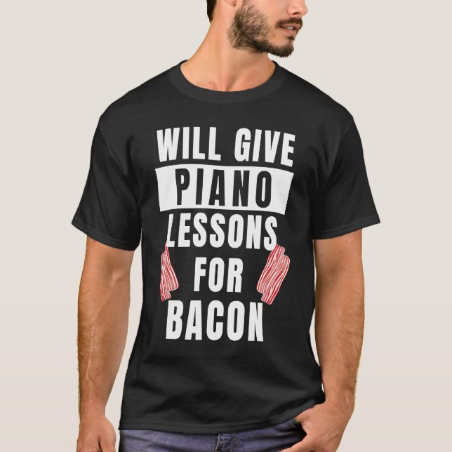 T-shirt Cours de Piano Pour Pianiste de Musique de Bacon   (Devant)