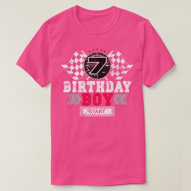 T-shirt Course 7e anniversaire Boy Party Pilote de course (Design devant)
