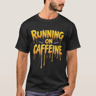 T-shirt Course à la caféine : typographie qui dégouline et