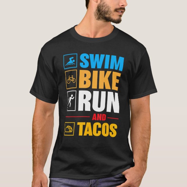 T-shirt Course à vélo de natation & Fête des pères Tacos (Devant)