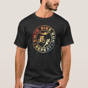 T-shirt Course à vélo de natation Répéter Retro Triathlte