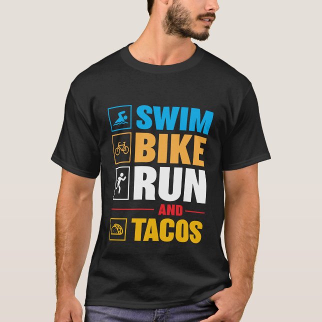 T-shirt Course à vélo de natation & Tacos (Devant)