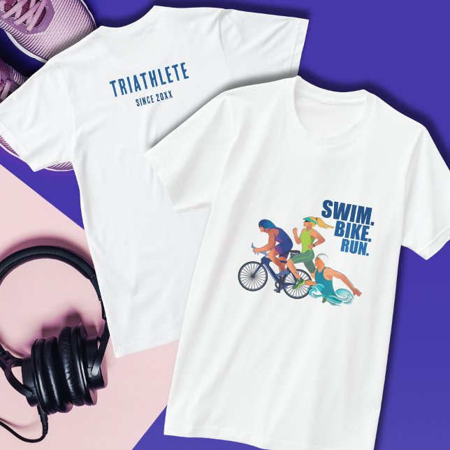 T-shirt Course à vélo de natation | Triathlète depuis 20XX (Créateur téléchargé)