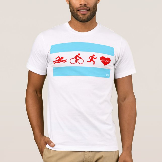 T-shirt Course cycliste de natation Chicago (Devant)