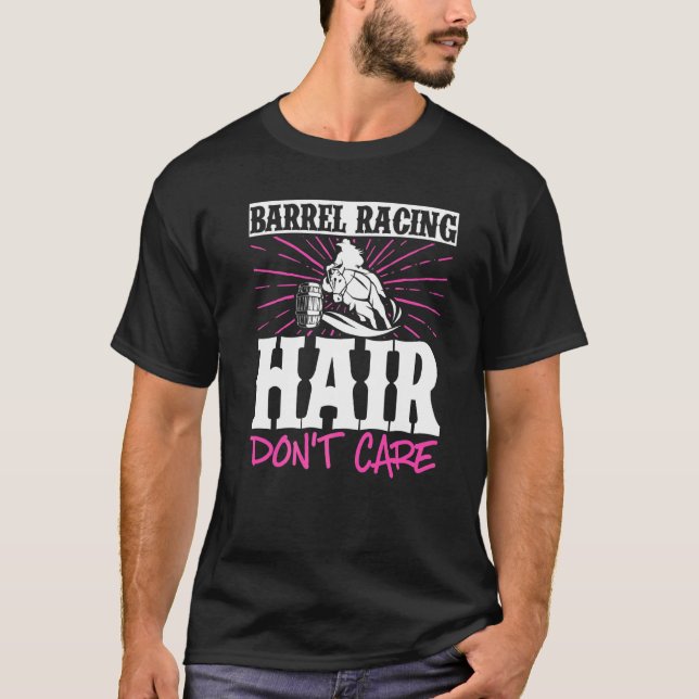 T-shirt Course de barils Cheveux S'en foutent Équitation (Devant)