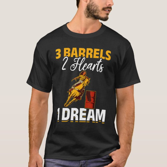 T-shirt Course de barils de cheval 3 barils 2 cœurs 1 rêve (Devant)
