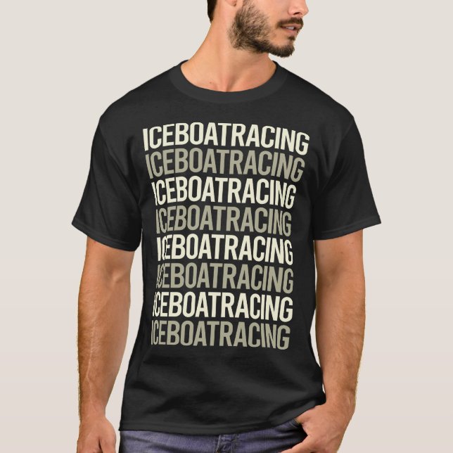 T-shirt Course de bateau à glace en texte blanc (Devant)