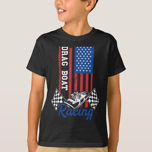 T-shirt Course de bateau de dragage amérique drapeau usa b (Devant)