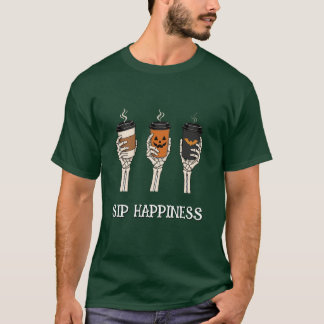 T-shirt Course de café squelettique Saison effrayante