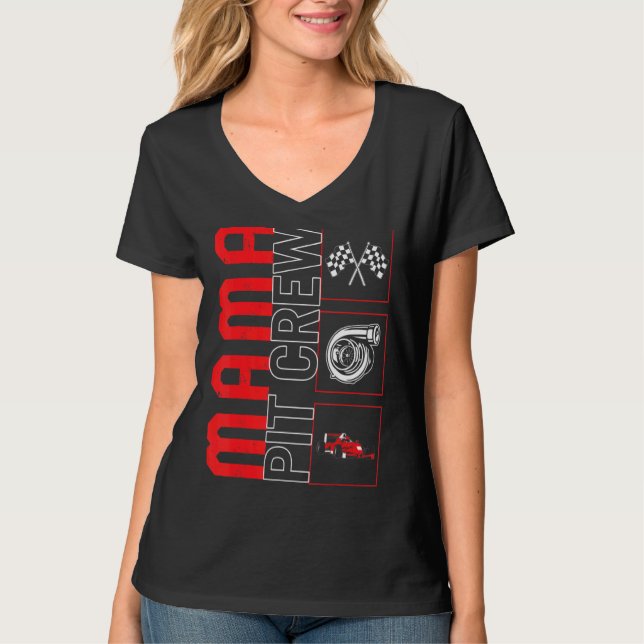 T-shirt Course de course automobile Mama Pit Crew Pilote c (Devant)