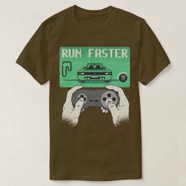 T-shirt Course de jeu Exécuter plus rapidement Retro (Design devant)