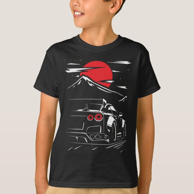 T-shirt Course de minuit : Voiture de course sous la lune  (Devant)