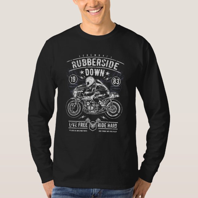 T-shirt Course de moto Retro Cafe Racer Rubberside Down (Devant)
