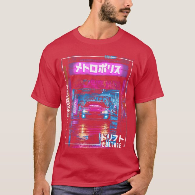 T-shirt Course de synthwave rétro de la ville de Tokyo Jap (Devant)