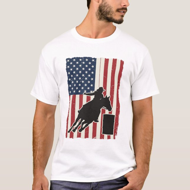 T-shirt Course de tonneaux Drapeau américain Design vector (Devant)