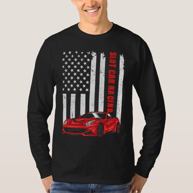 T-shirt Course de voitures à crémaillère USA Drapeau Améri (Devant)