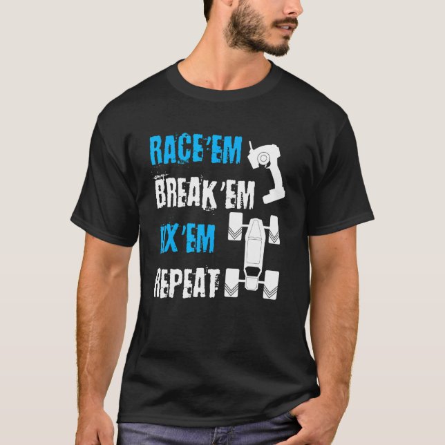 T-shirt Course 'Em Break 'Em Fix 'Em Répéter course automo (Devant)