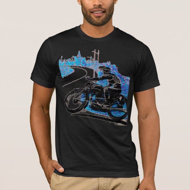 T-shirt Course moto vintage - Bleu (Devant)