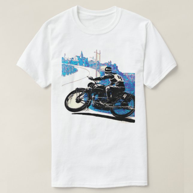 T-shirt Course moto vintage - Bleu (Design devant)