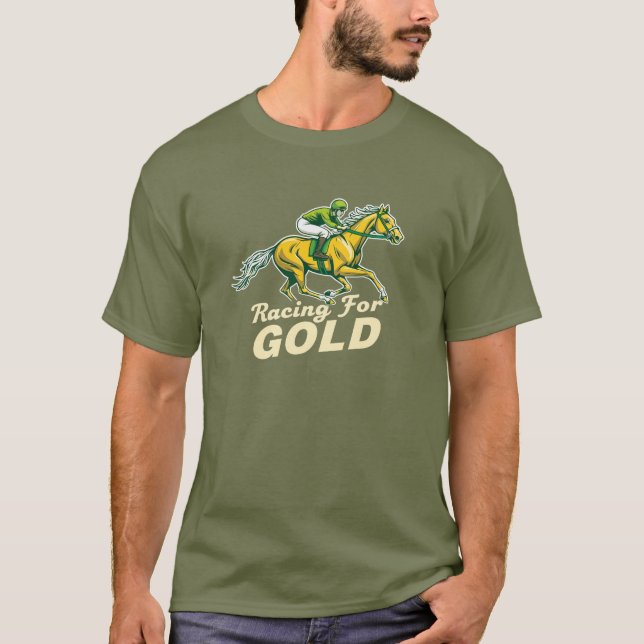 T-shirt Course pour Gold Horse Jockey Design (Devant)