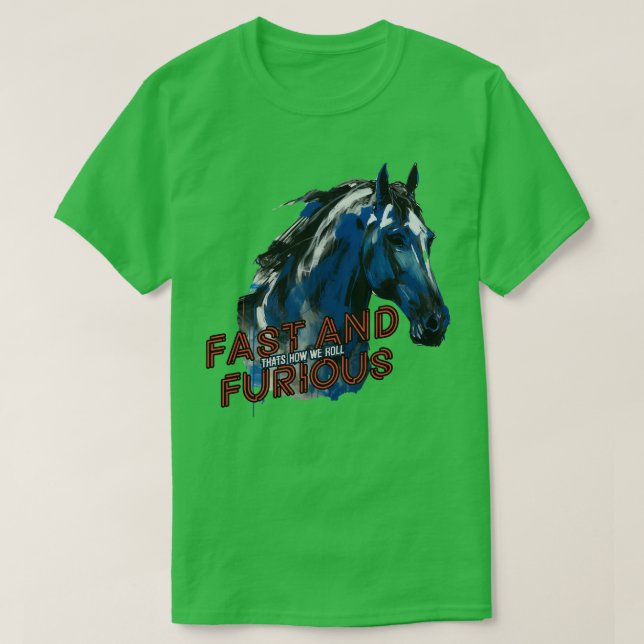 T-shirt Course rapide et furieuse à cheval (Design devant)