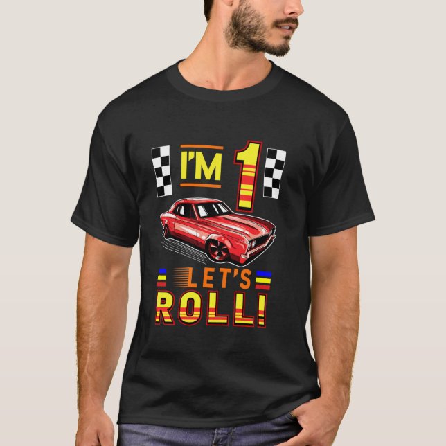 T-shirt Course Voiture 1er anniversaire Toddler Boy Racing (Devant)