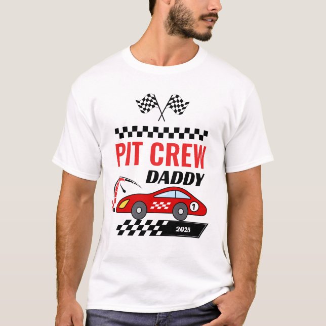 T-shirt Course voiture pit équipage papa course anniversai (Devant)