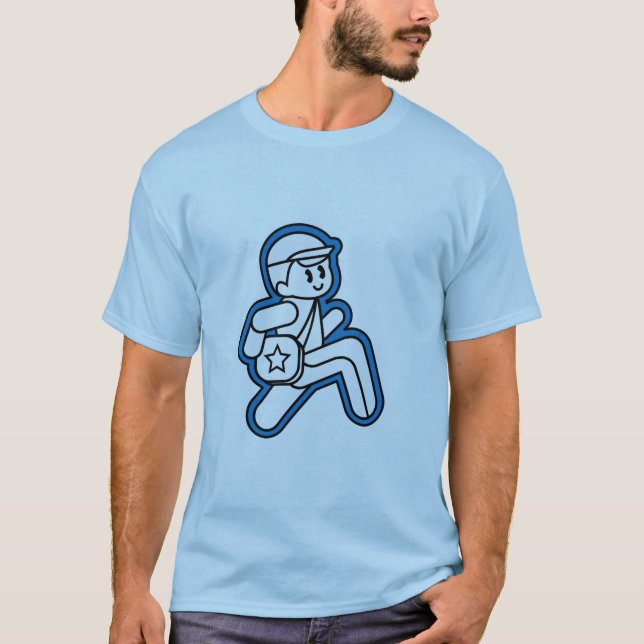 T-shirt Courses de garçon sur le bleu (Devant)