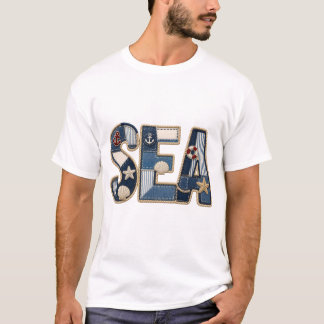 T-shirt Courtepatchwork de mer brodé PNG dessin de couture