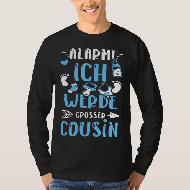 T-shirt Cousin Alarm Ich Werde Großer Cousin  Baby Boy (Devant)